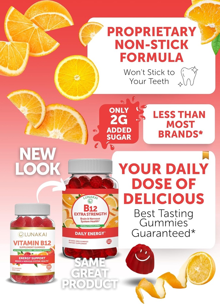 Lunakai Vitamin B12 and Vitamin E Gummies Bundle - 3000 mcg Gummies for Adults Energy Support and Bone Health - 250 mg 1000 iu Natural VIT E Plus C Supplements 4