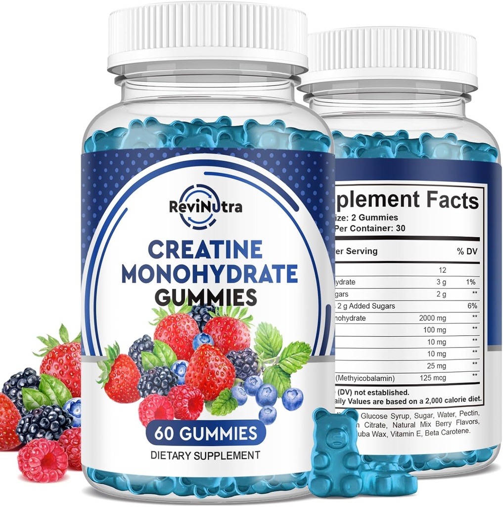 Creatine Chewable Gummies - 2000mg Creatine Monohydrate Tablet Chews, Fast Absorbing, Easy Digesting Chews for Men and Women, Improve Recovery, Build Muscle, Strength & Endurance - 120Count, 2pack 2