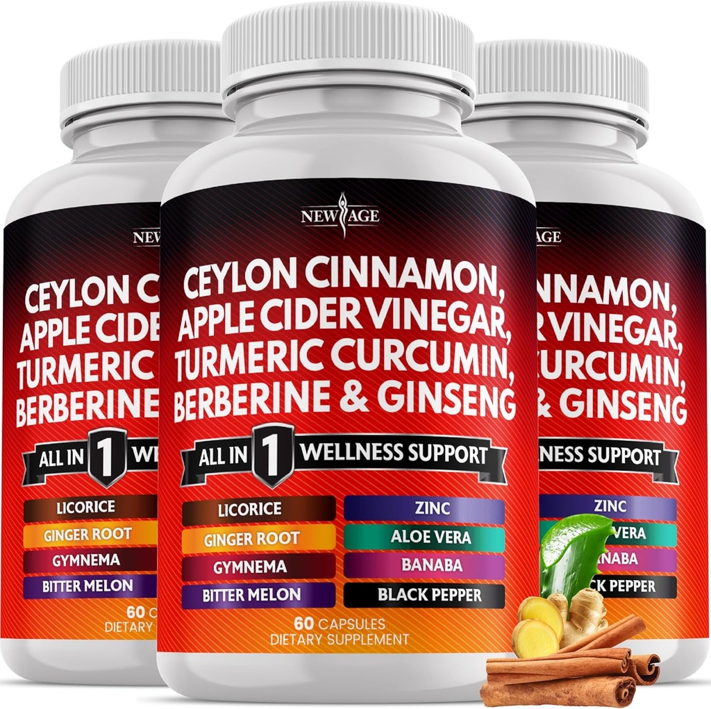 Ceylon Cinnamon, Turmeric, Apple Cider Vinegar, Ginseng, Aloe Vera, Berberine Plus Banaba, Ginger Root - 180 Count 2