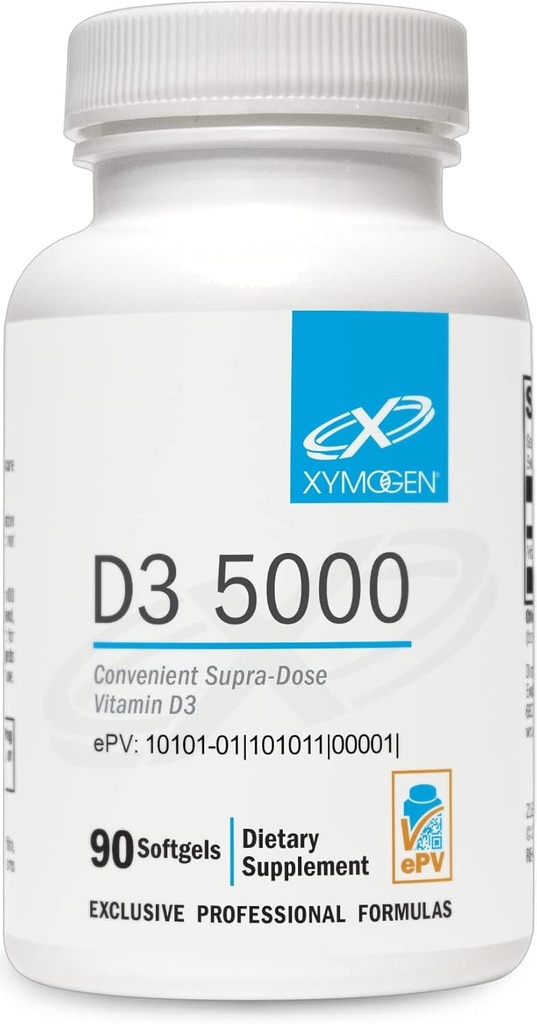 XYMOGEN D3 5000 - Bioavailable Vitamin D3 5000 IU (125 mcg) - High Potency Vitamin D Supplement to Support Immune Health, Bone + Heart Health (90 Gelatin Softgels) 2