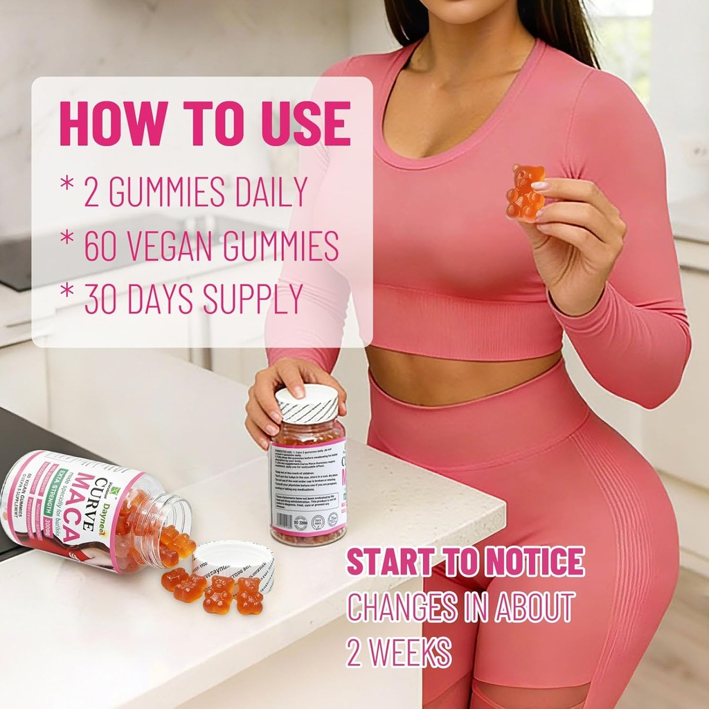 Curve Maca Gummies, 3000mg Vitality Supplement for Women, Support Butt/HIPS & Gluteal Muscle Enlargement, 60 Count 6