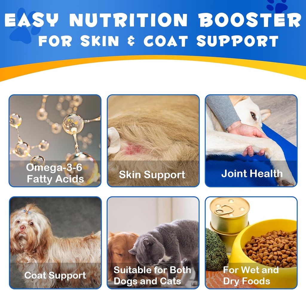 Alaskan Salmon Oil for Dogs & Cats (8.8 oz) - Pure Omega 3 Fish Oil with Omega 6 Fatty Acids, EPA & DHA - Anti-inflammation for Dogs Skin and Coat - Natural Pet Joint, Immune, Brian & Heart Supplement 5