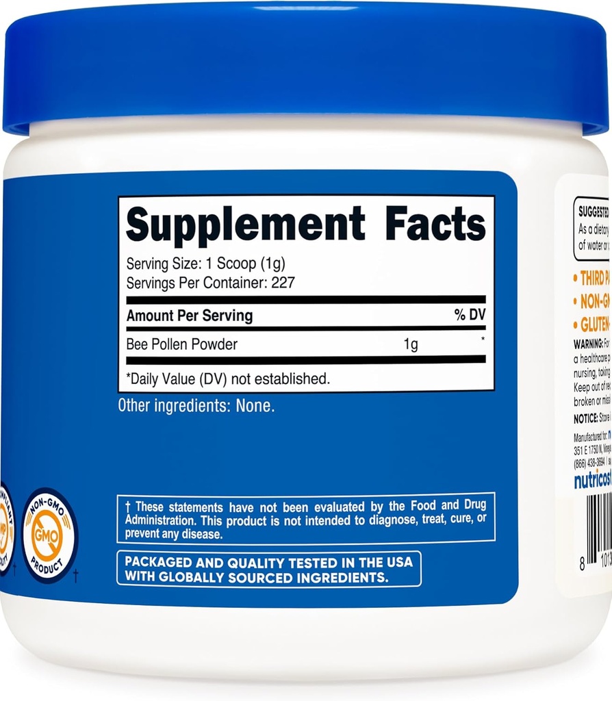 Nutricost Bee Pollen Powder (8 oz) (Unflavored) - 227 Servings, Gluten Free, Non-GMO, Vegetarian Dietary Supplement 6