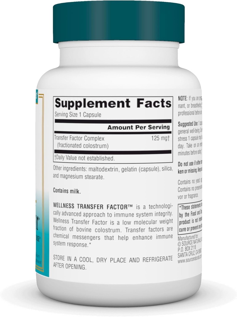 Source Naturals Wellness Transfer Factor, Supports Immune System Response* 125mg, 60 Capsules 3