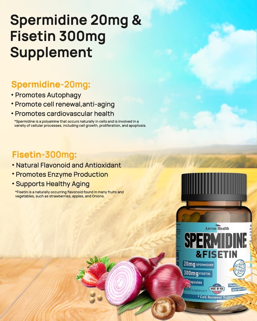 Probiotics & Spermidine Supplement - 100B CFU, 27 Strains, 20mg Spermidine, 300mg Fisetin for Gut Health, Cell Renewal & Longevity 6