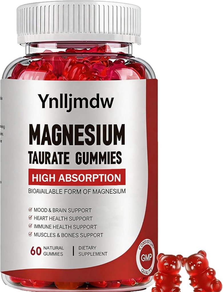 Magnesium Taurate Gummies with Magnesium Taurate, Magnesium Glycinate & Magnesium Citrate-for Heart Health, Muscles Function, Mood Support-Vegetarian, Non-GMO 2