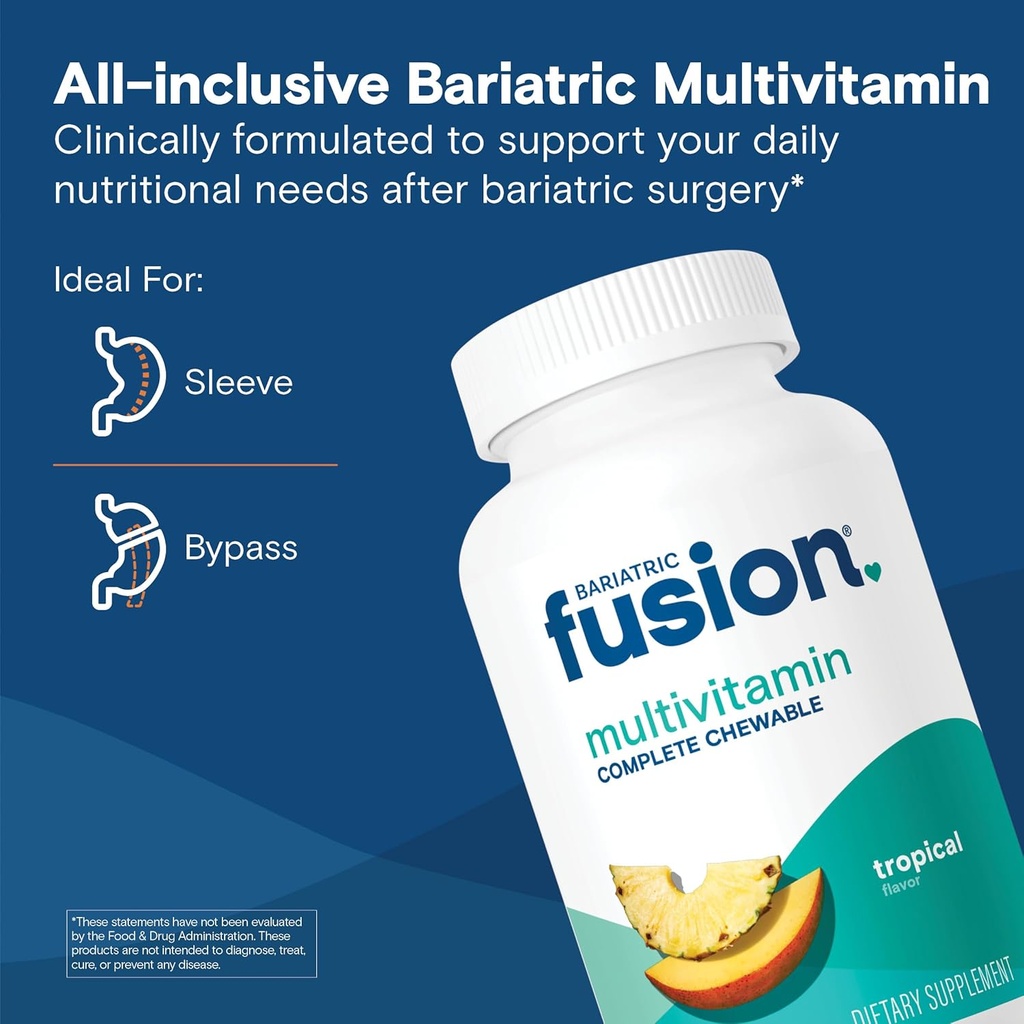 Bariatric Fusion Bariatric Multivitamin with Iron Complete Chewable | Tropical Flavor | Post Bariatric Vitamins for Gastric Bypass and Sleeve Gastrectomy | One Month Supply 3