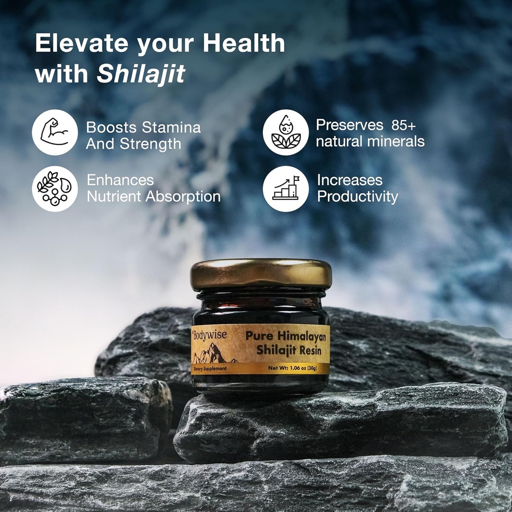 Be Bodywise Pure Himalayan Organic Shilajit Resin - Pack of 2 I Lab Tested I 100% Authentic & Natural I 75%+ Fulvic Acid & 85+ Trace Minerals | Heavy Metal Free I for Men & Women I 600 mg I 60 gm. 4