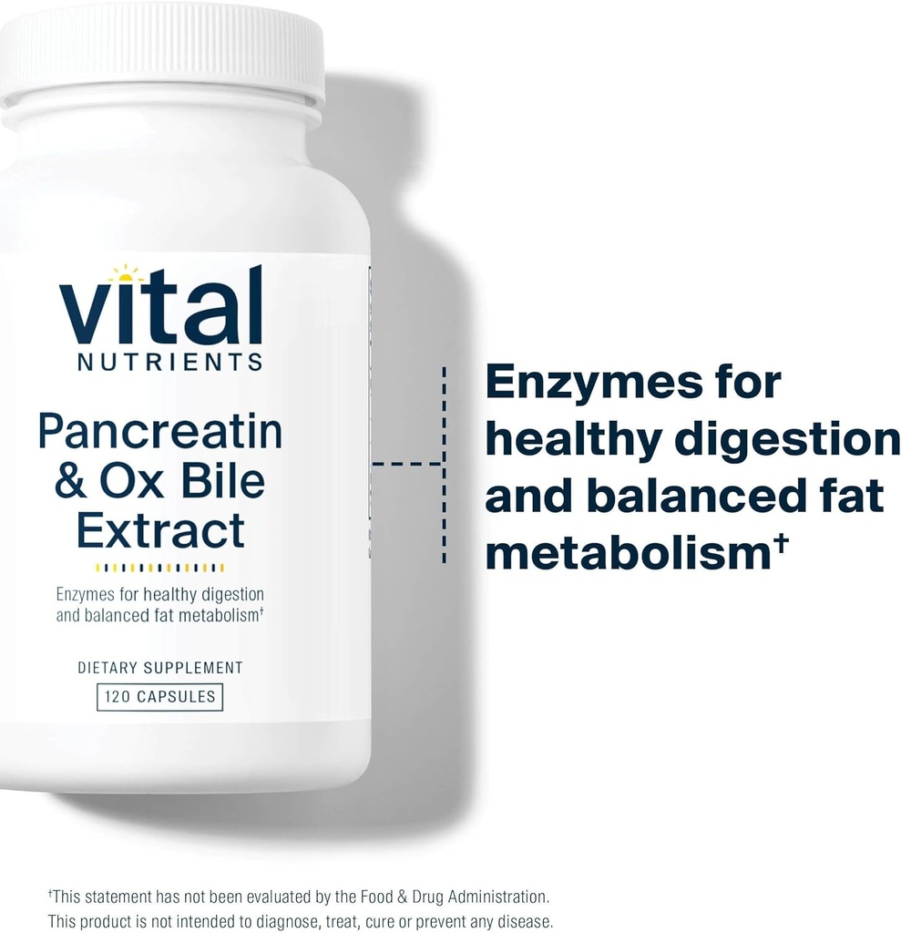 Vital Nutrients Pancreatin & Ox Bile Extract 500mg | Natural Digestive Enzymes for Women & Men | Supports Digestion of Protein, Fat, and Carbohydrates*| Gluten, Dairy & Soy Free | 120 Capsules 4