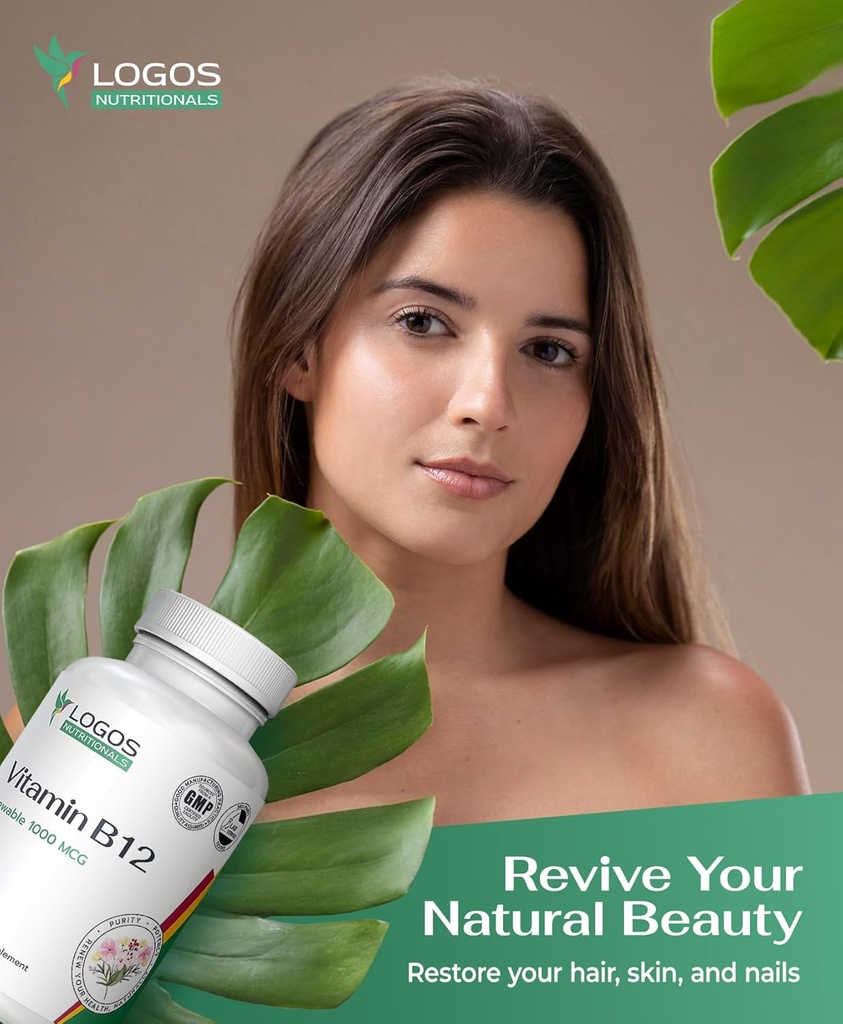 Chewable Vitamin B-12 1000 Mcg | Supports Healthy Brain Function & Memory | Cherry-Flavored B12 Methylcobalamin Supplement for Hair, Skin & Nails - 100 Tablets 5