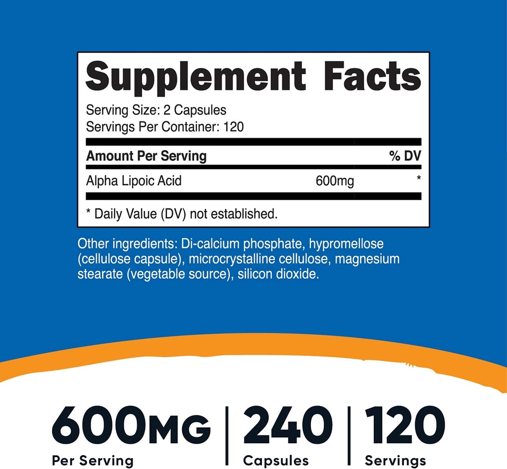 Nutricost Alpha Lipoic Acid 600mg, 240 Vegetarian Capsules - Gluten Free, Soy Free & Non-GMO, 120 Servings (2 Bottles) 3