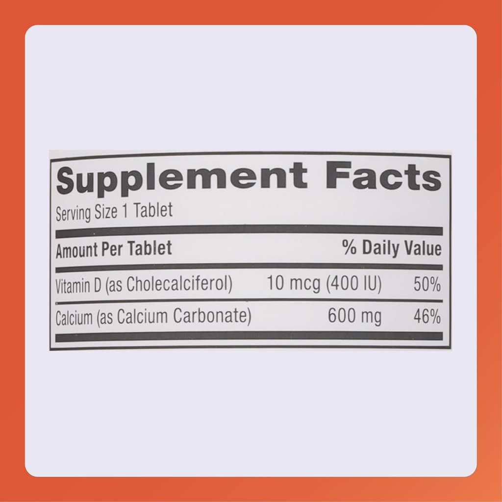 Rugby 600 mg Calcium Tablets - Made with 10 mcg (400 IU) of Vitamin D3 - Dietary Supplement - 150 Tablets 6