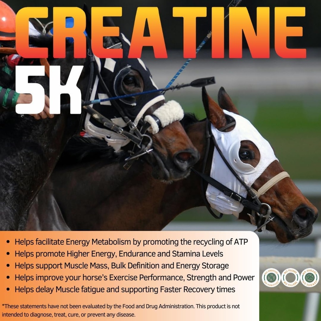 Creatine 5K - Energy Muscle Support Recovery Power Strength Endurance Stamina Supplements for Horses 2 lb (36 Servings) 3