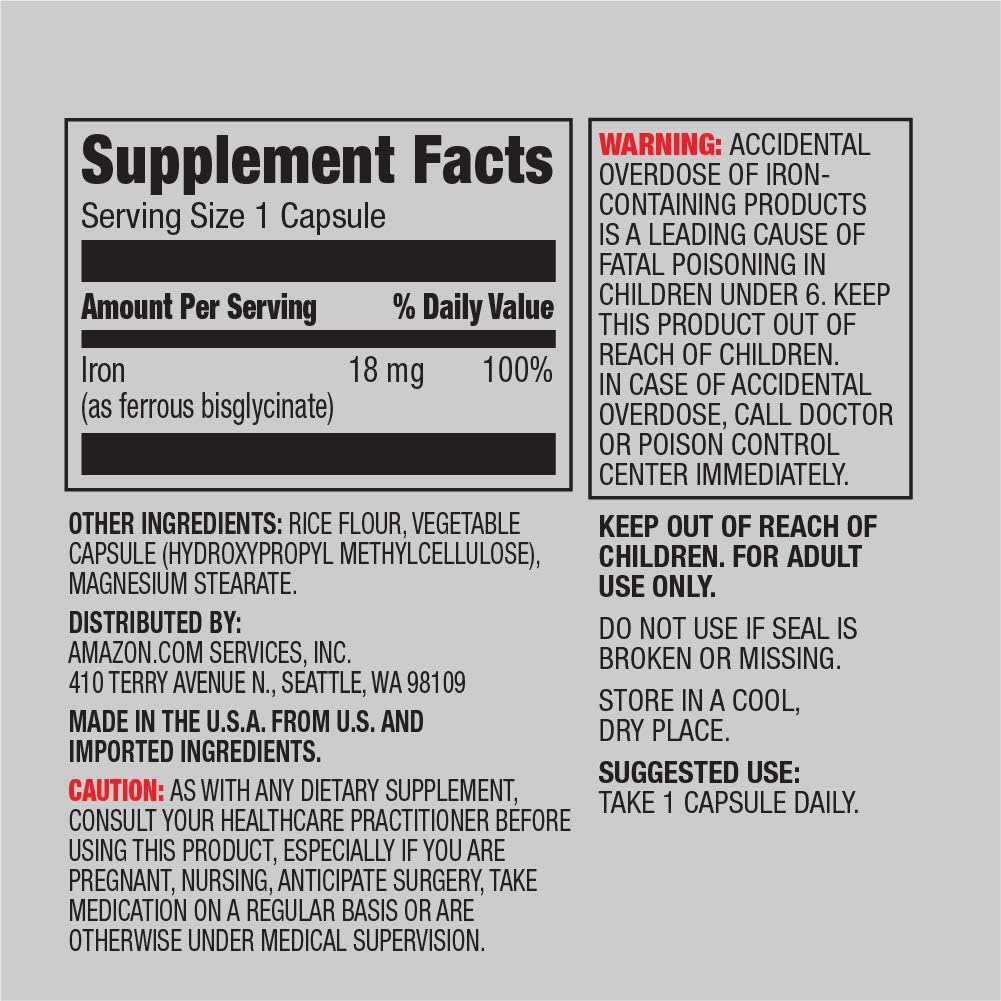 Elements Iron 18mg Capsules, Supports Red Blood Cell Production, Vegan (195 Count, 6 Month Supply) and   Elements Vegan Biotin 5000 mcg - Hair, Skin, Nails (130 Capsules, 4 Month Supply) 4