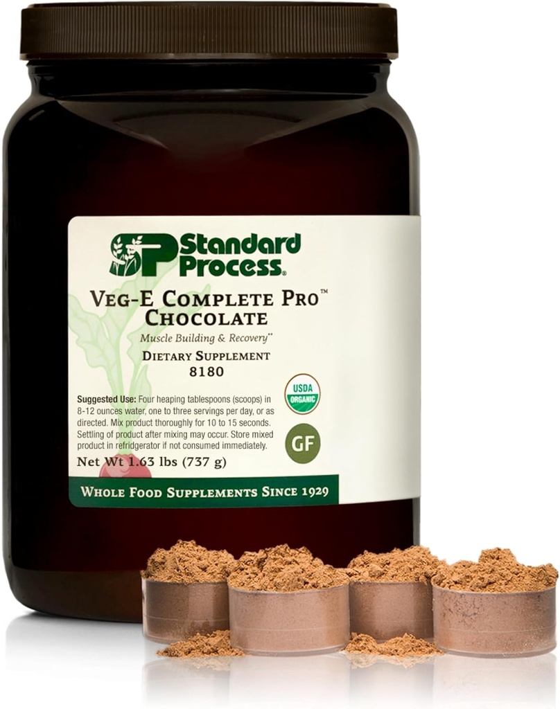 Standard Process Veg-E Complete Pro - Organic, Plant-Based Protein Powder for Muscle Building & Recovery - Supports Hair, Skin & Nails - Vegan & Gluten-Free - Chocolate, 18 Servings 2