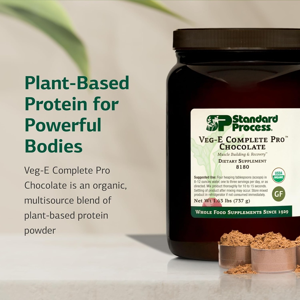 Standard Process Veg-E Complete Pro - Organic, Plant-Based Protein Powder for Muscle Building & Recovery - Supports Hair, Skin & Nails - Vegan & Gluten-Free - Chocolate, 18 Servings 4