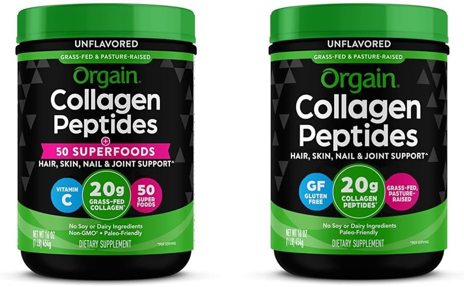Orgain Hydrolyzed Collagen Powder + 50 Organic Superfoods, 20g Grass Fed Collagen Peptides & Hydrolyzed Collagen Peptides Powder, 20g Grass Fed Collagen - Hair, Skin, Nail & Joint 2