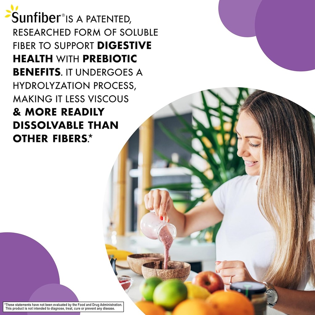 BlueBonnet Nutrition Sunfiber – 6 g of Plant Based Prebiotic Soluble Fiber – Supports Digestive Health* - Instant Dissolve – Non-GMO, Vegan, Kosher, Low-FODMAP – Unflavored, 7.4 OZ, 30 Servings 5