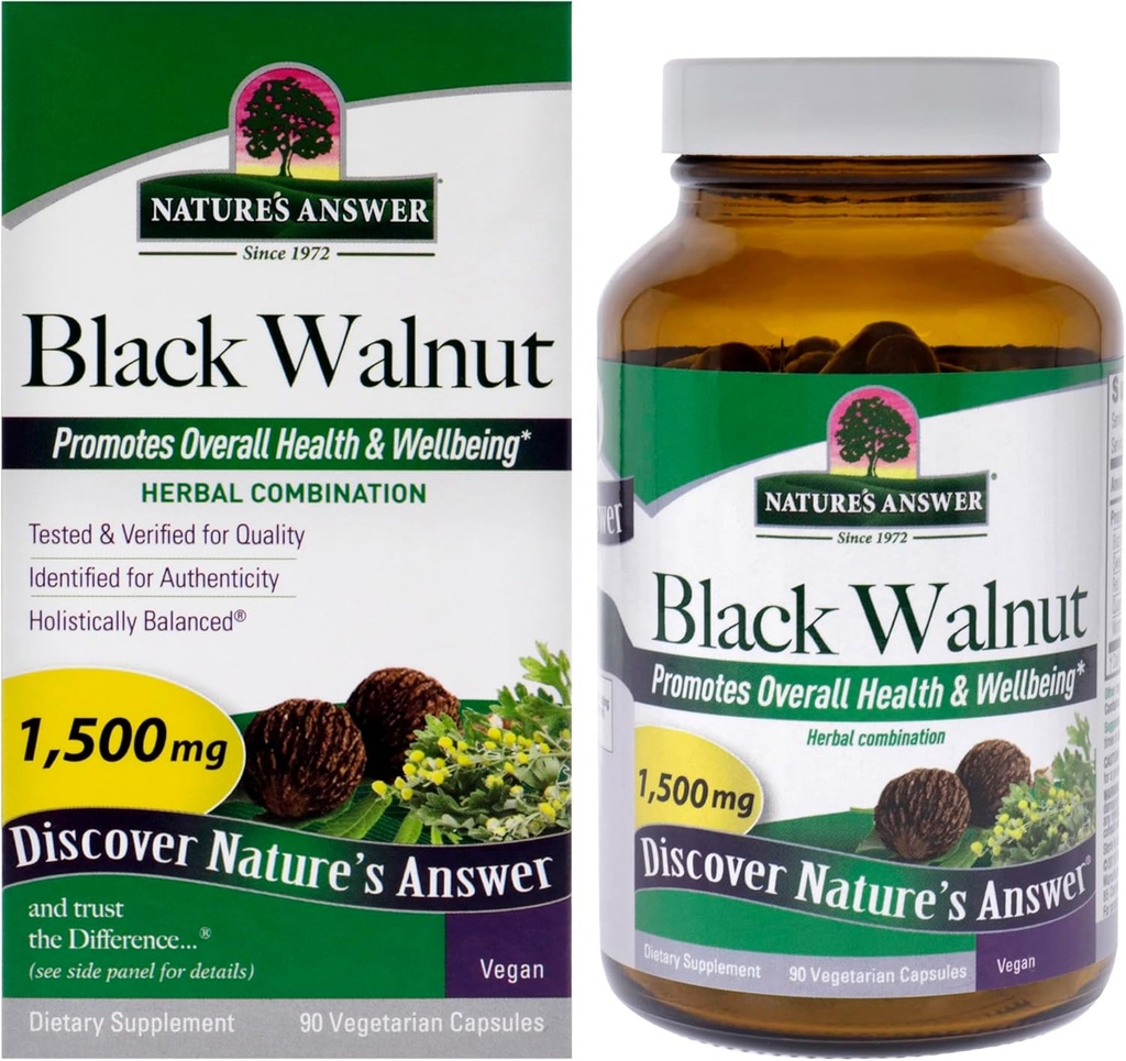 Nature's Answer Black Walnut Complex Vegetarian Capsules Powder, 90-Count Black Walnut | Vegan | Non-GMO Black Walnut Wormwood | Natural Cleanser | Detoxifier Support 2