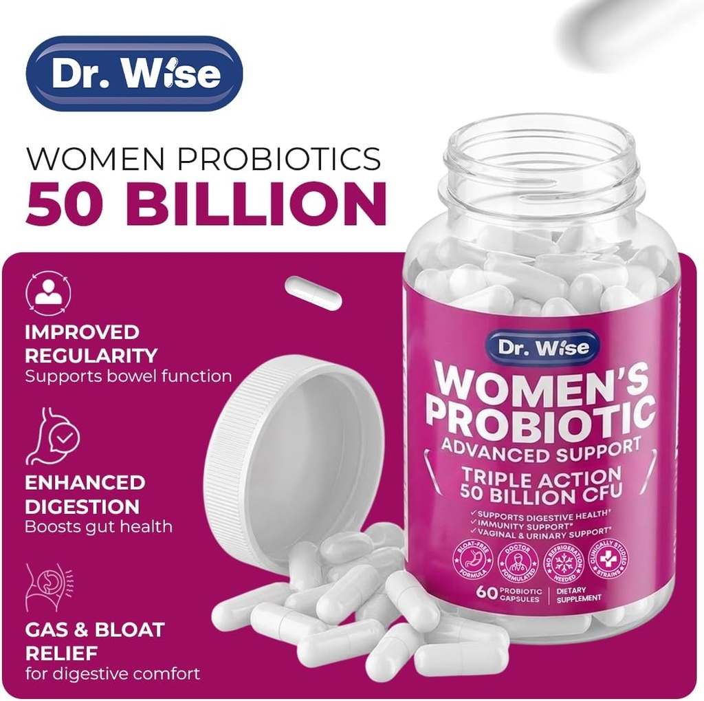 Women’s Probiotic 50 Billion CFU – Supports Digestion, Bloating Relief, Vaginal Odor & pH Balance – Urinary Tract & Gut Health – Clinically Researched Strains – Non-GMO, 60 Capsules 4