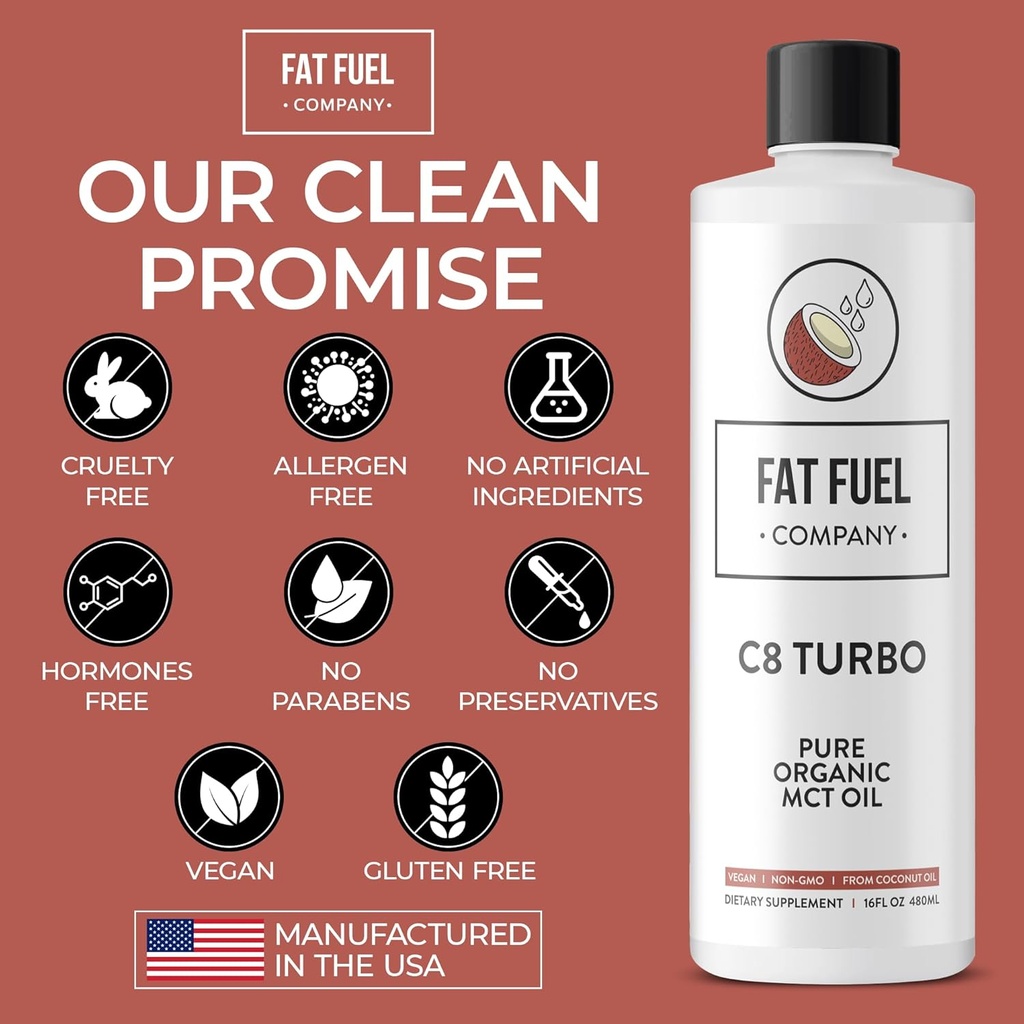 Fat Fuel C8 MCT Oil - Pure and Organic Body Fuel from Coconuts, Keto Supplement for Energy and Focus - 16 Fl Oz 6