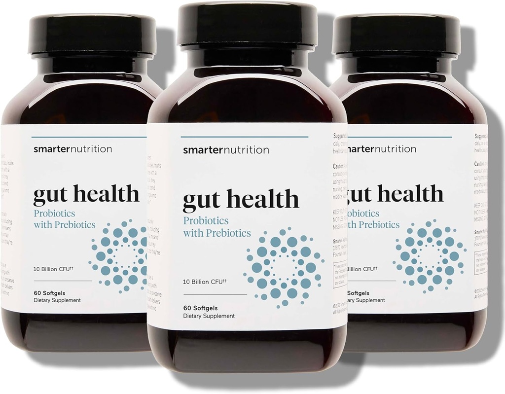 Smarter Nutrition Gut Health Probiotics with Prebiotics - 100% Soil-Based Strains with MCT Oil for Digestive, Immune Health, Gut Microbiome - Vegetarian - 180 Count(Pack of 3) - 90-Day Supply 2