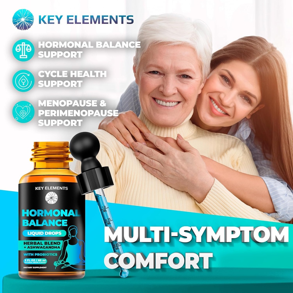 Liquid Hormone Balance Supplements for Women & PMS Relief - Menopause Support PMS Vitamins Menstrual Cramp Relief - PMS Supplements Chasteberry, Black Cohosh for Hot Flashes, Dong Quai & Probiotic 6