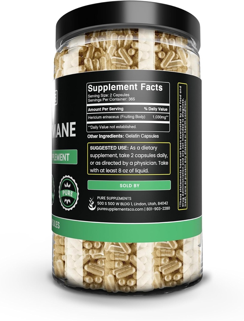 PURE ORIGINAL INGREDIENTS Lion's Mane (730 Capsules) No Magnesium or Rice Fillers, Always Pure, Lab Verified 4