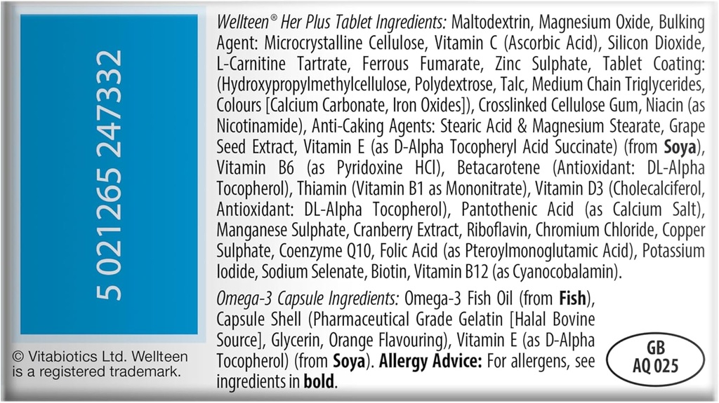 Vitabiotics Wellteen Her Plus Omega-3 - Advanced Nutritional Support for Teenagers and Young Women Ages 13-19 - 56 Tablets and Capsules 4