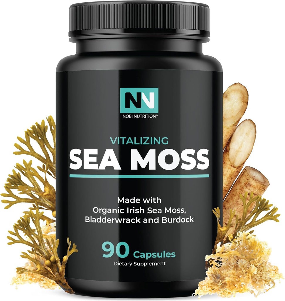 Irish Sea Moss Capsules | with Organic Irish Moss, 300mg Burdock Root & 500mg Bladderwrack Powder | 45-Day Supply | 1300mg Complex | Provides Iodine for Thyroid & Immune Support | 90 Veggie Pills 2