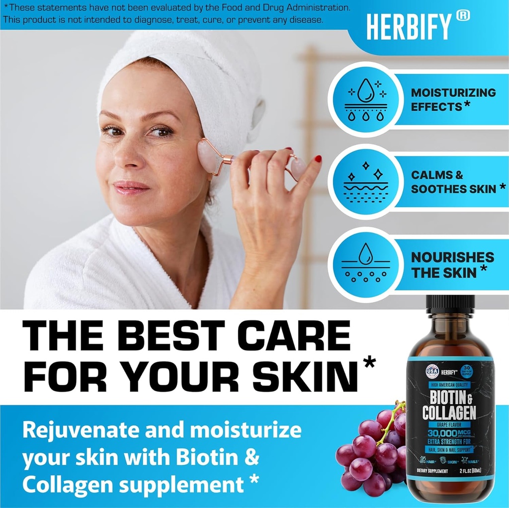 HERBIFY Bundle - Mullein Leaf Extract & Biotin and Collagen - Respiratory Support & Hair Skin and Nails Vitamins Support 5
