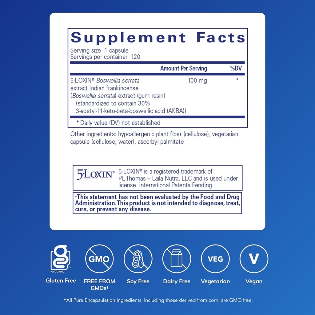 Pure Encapsulations Boswellia AKBA - Supports Joint Health, Colon, Immune System, Gastrointestinal Tract & Cell Health* - with 5-LOXIN Boswellia Extract - Vegan & Non-GMO - 120 Capsules 3
