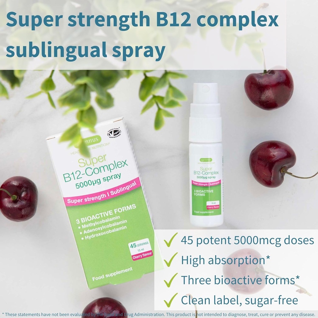 Igennus Triple Vitamin B12 Complex 5000mcg, Liquid Sublingual Spray, 45 Servings, Methylated Methylcobalamin, Adenosylcobalamin & Hydroxocobalamin, High Strength & Clean, Natural Cherry Flavor, Vegan 3