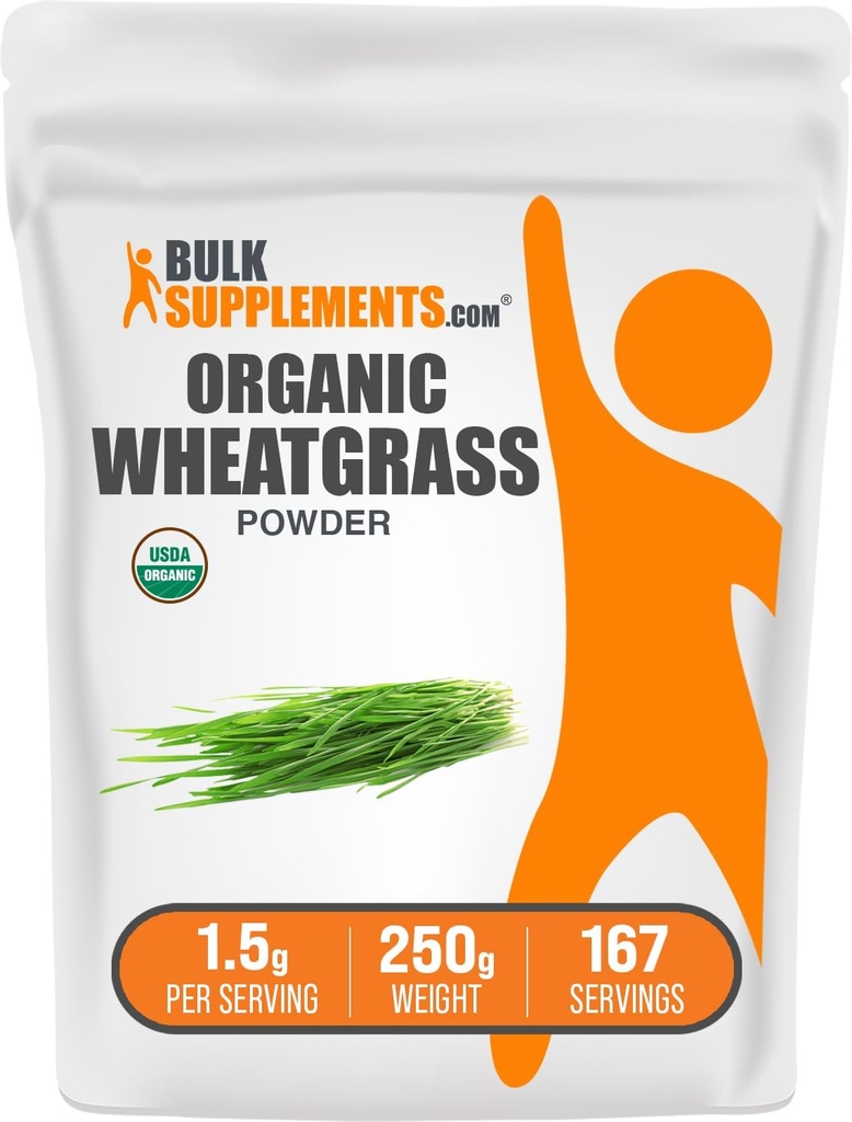 BulkSupplements.com Organic Wheatgrass Powder - Organic Super Greens Powder, Superfoods Supplement - Vegan & Gluten Free, 1.5g per Serving, 250g (8.8 oz) (Pack of 1) 2