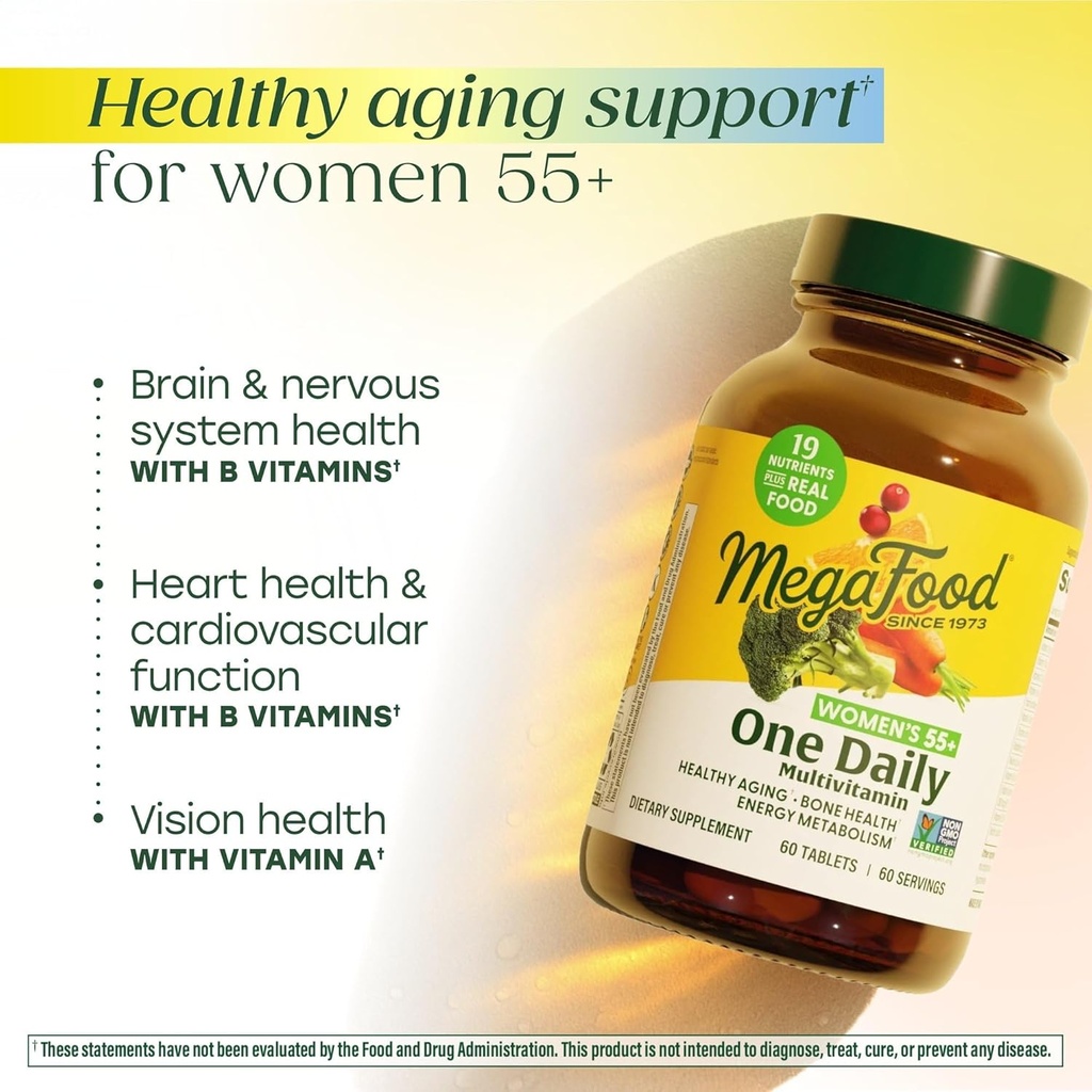 MegaFood Women's 55+ One Daily Multivitamin for Women - with Vitamin A, C, D3 & E for Optimal Aging Support - Plus Real Food - Bone & Immune Support Supplement - Vegetarian - 90 Tabs 4