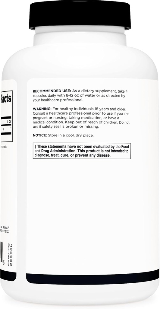 Primal Creatine Monohydrate (3,000 Mg, 180 Caps) - Micronized Creatine Supplement, 750mg Per Capsule, Great for Preworkout and Recovery - Gluten-Free, Non-GMO 4