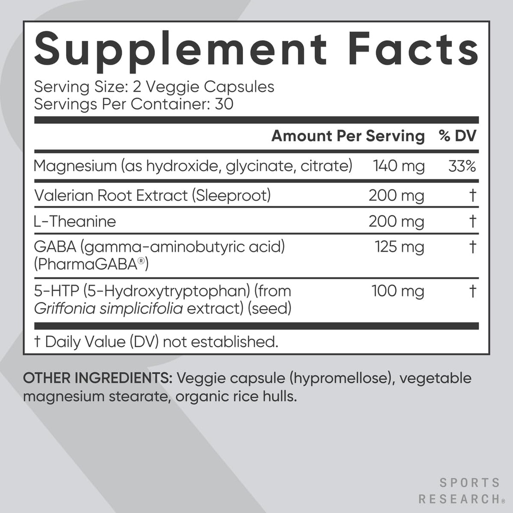 Sports Research Double Strength L-Theanine Supplement Softgels for Focus & Relaxation, Magnesium Glycinate for Restful Sleep & Enzymatic Processes + Sleep Complex Melatonin-Free Vegan Capsules 5
