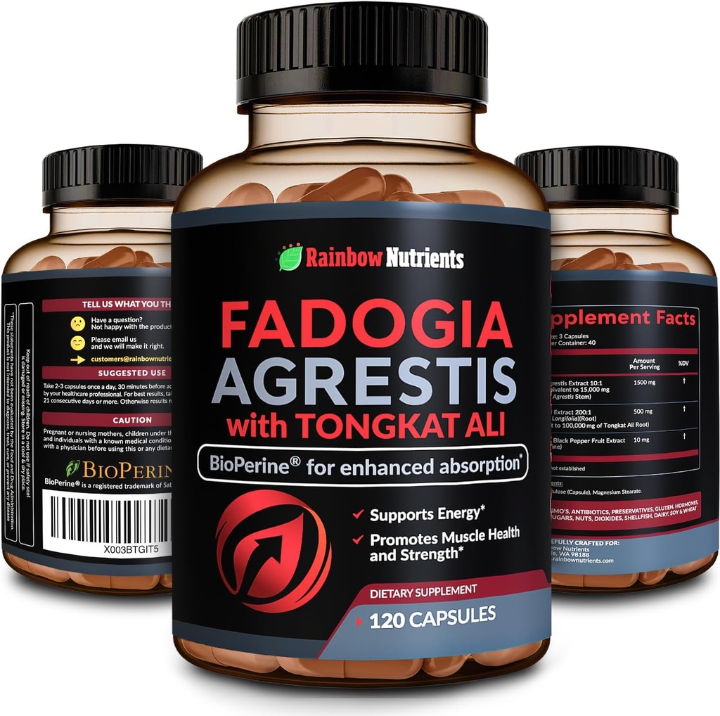 115,000mg Fadogia Agrestis with Tongkat Ali + BioPerine® [Max Absorption] - Supports Stamina, Strength, Focus, Muscle Health & Recovery, Drive & Performance - Non-GMO & Made in USA - 120 V Capsules 2