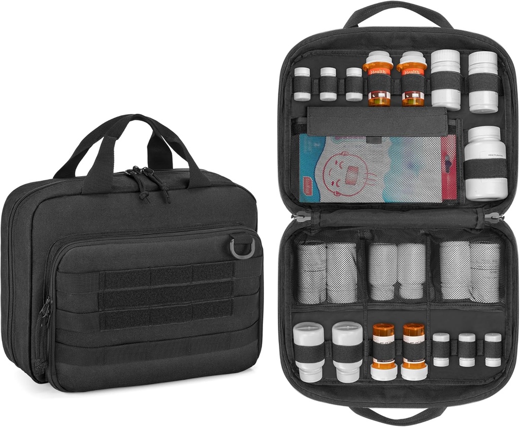 Damero Pill Bottle Organizer, Travel Medicine Bag Medication Organizer Storage for Pills Bottles and Medical Supplements, Black(Bag ONLY) 2
