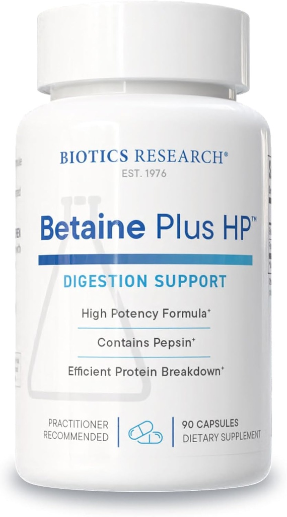 Biotics Research Betaine Plus HP - High Potency Hydrochloric Acid Supplement, Supports Digestive Function 90 Capsules 2