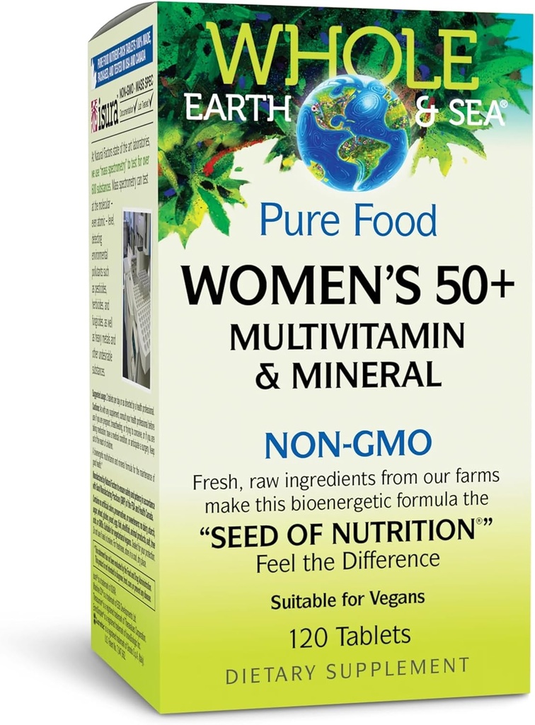 Natural Factors Whole Earth & Sea Women's 50+ Multivitamin & Mineral, 1 Serving Contains Nutrition Equivalent to ½ lb of Veggies, 120 Tablets 2