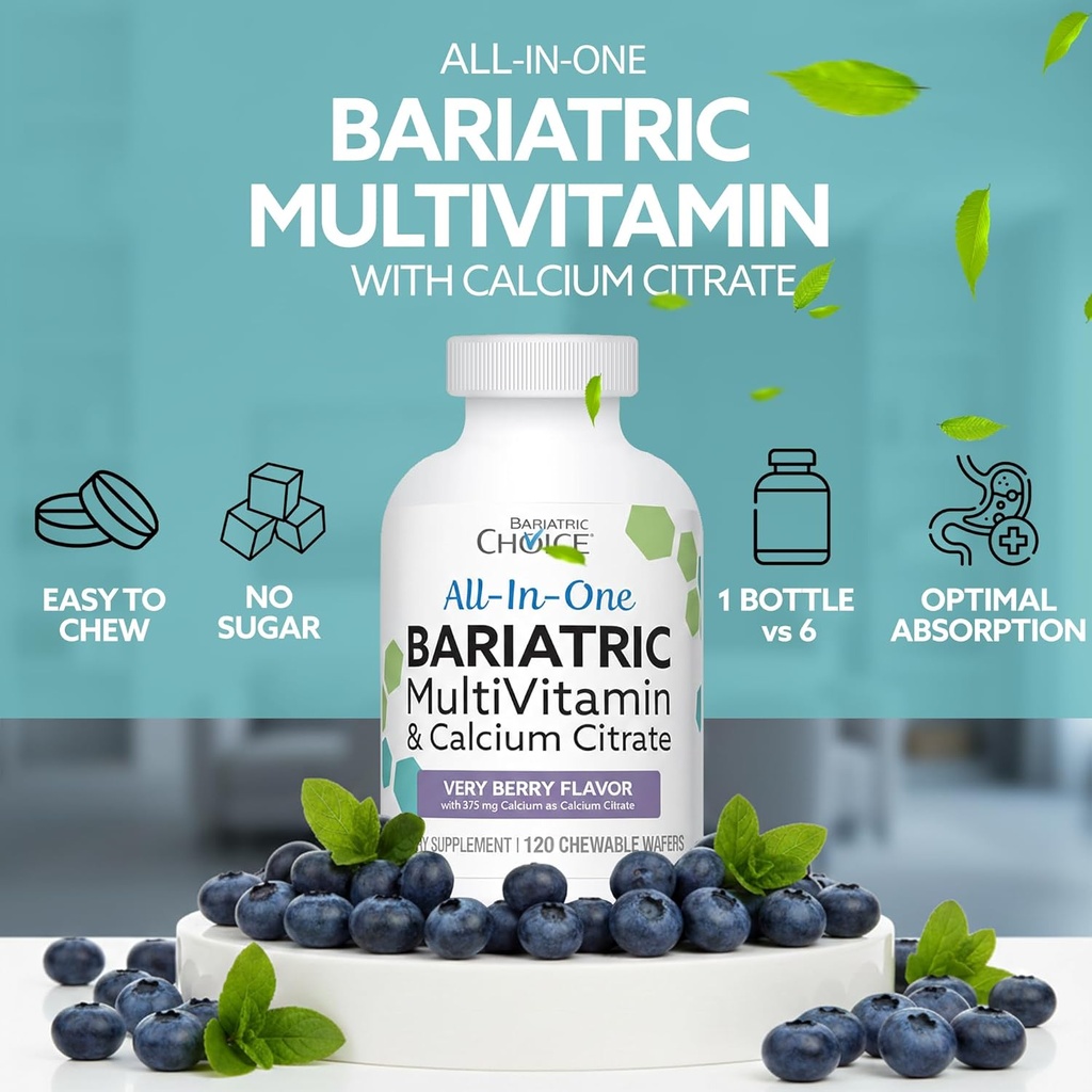 Bariatric Choice All-in-One Chewable Bariatric MultiVitamin with Iron & Calcium Citrate, Very Berry (120ct) 4
