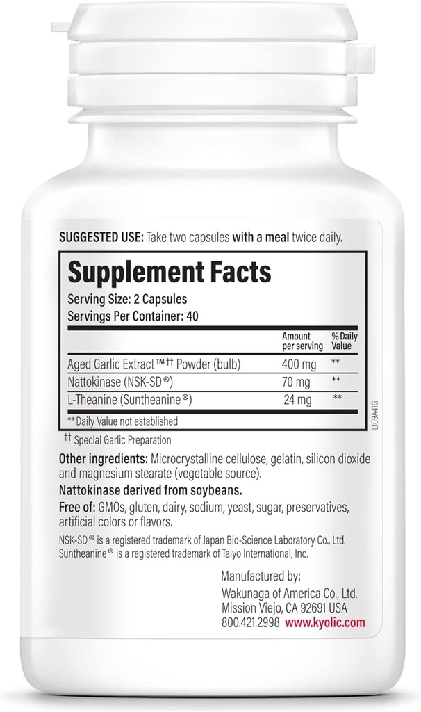 Kyolic Aged Garlic Extract Formula 109, Blood Pressure Health 3