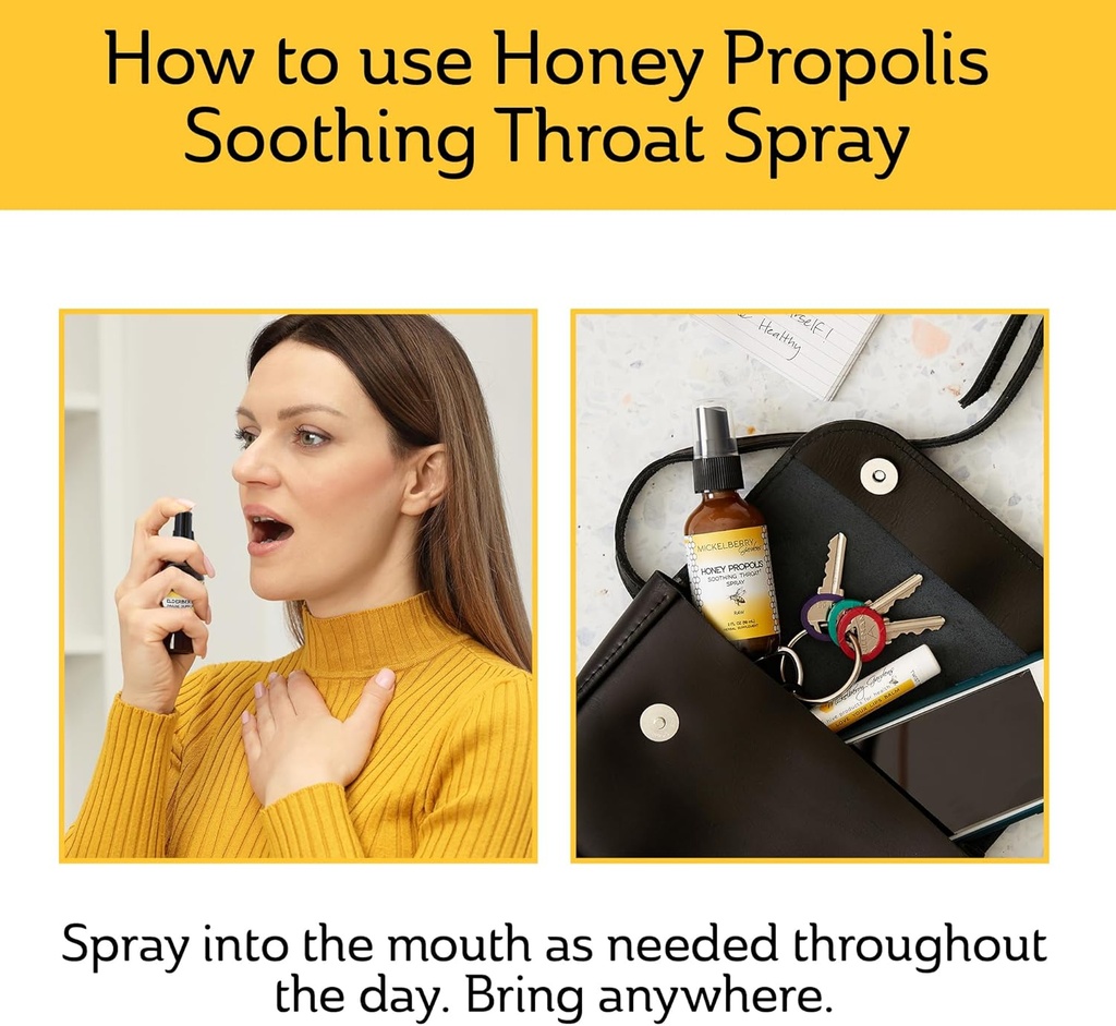 Mickelberry Gardens Honey Propolis Throat Spray - Soothing Sore Throat Relief & Propolis Immune Support - Herbal & Honey Formula (2 oz) 4
