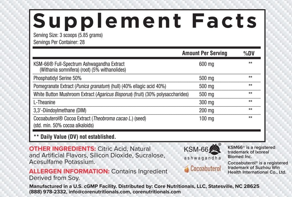Core Nutritionals Platinum Hard Advanced Recomposition and Hardening Agent, Reduces Cortisol Levels and Regulates Healthy Estrogen Production 28 Servings (Pineapple Strawberry) 3