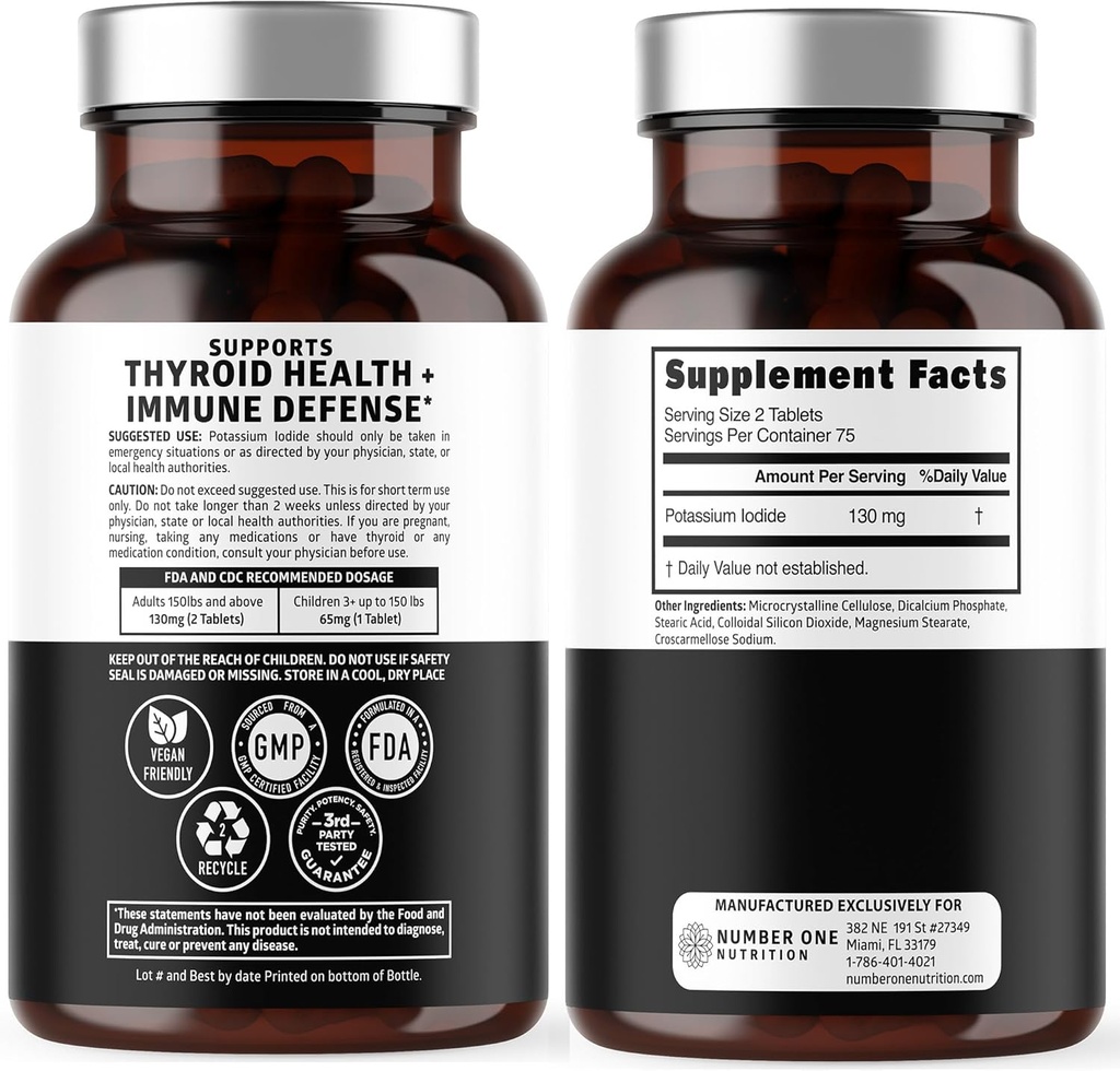 Premium Potassium Iodide Tablets, Natural KI Pills to Support Immunity, 130 mg per Serving, 150 Count 3