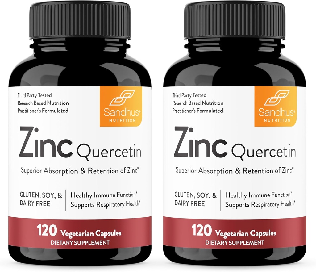 Sandhu's Zinc Quercetin 120 Vegetarian Capsules (Pack of 2) | Zinc Supplements for Antioxidant Immune Support for Men and Women | Gluten, Soy, Dairy Free 2