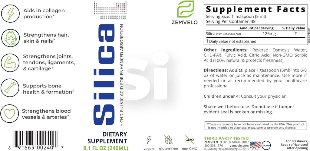Liquid Ionic Silica - Hair, Skin & Nails Nutrition | Collagen Support | Joint Support for Health Tendons & Cartilage | 8 oz, 48 Day Supply 3