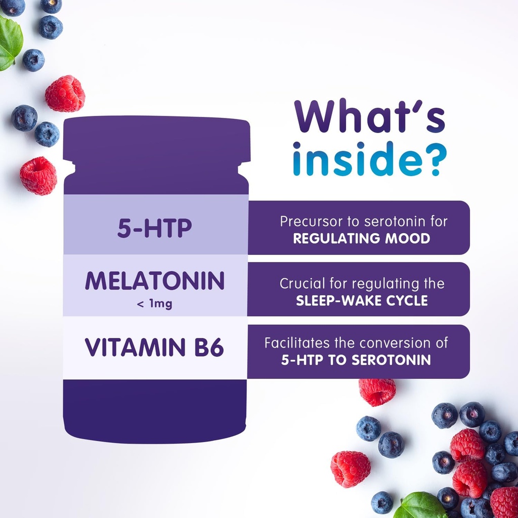 Livello Sleep Wild Berry Gummies - 60 Servings Natural Sleep Support with 5-HTP, Melatonin, and Vitamin B6 for Peaceful Night, Vegan & Gluten-Free 4