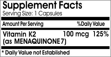 Natural Vitamin K-2 100mcg Menaquinone-7~200 Capsules - No Additives ~ Naturetition Supplements 3